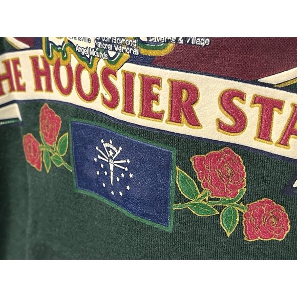 Indiana Hoosier State Map Tee Green L Fruit of the Loom BEST Vintage 50/50 - Picture 4 of 14